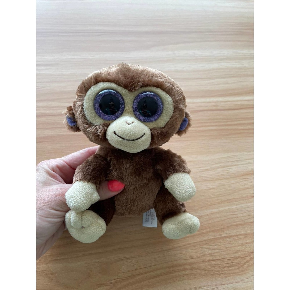 Ty Beanie Boos Coconut Monkey Purple Glitter Eyes Stuffed Animal